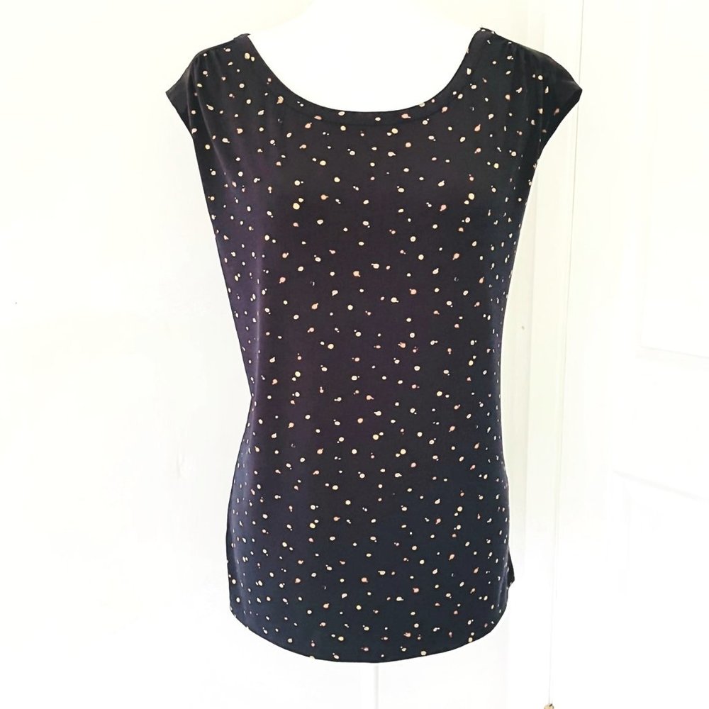 THE LIMITED Navy Blue Sleeveless Print Blouse
